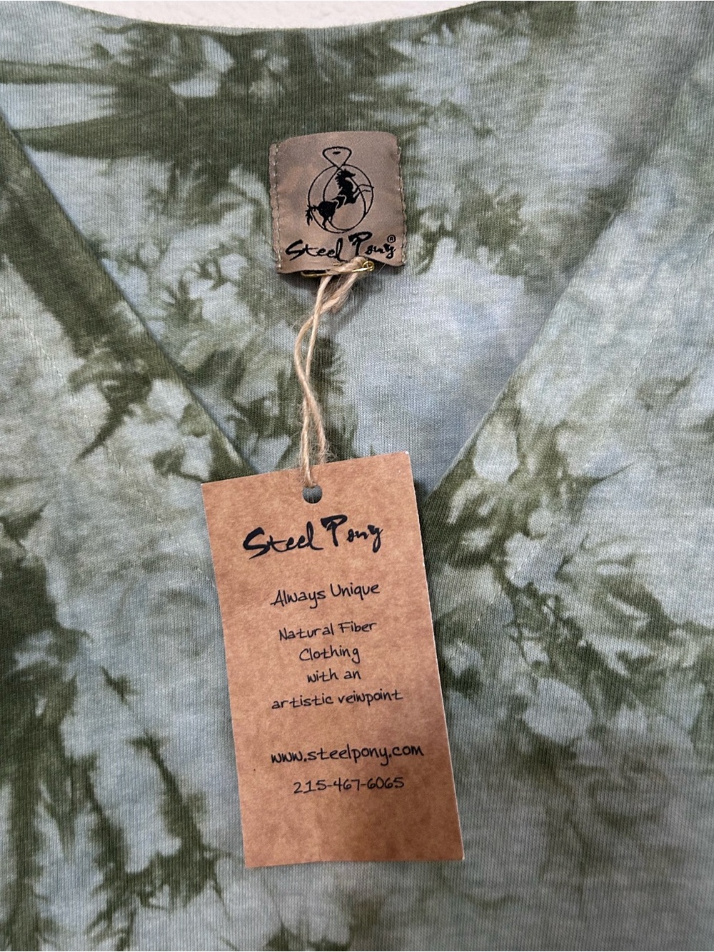 STEEL PONY Green Tie Dye Asymmetric Tunic Top S - Picture 2 of 7